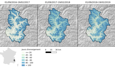 Durée de l'enneigement du 01 septembre au 19 février dans le bassin de la Durance à Serre-Ponçon