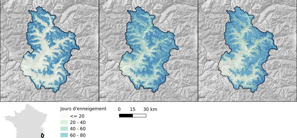 Durée de l'enneigement du 01 septembre au 19 février dans le bassin de la Durance à Serre-Ponçon