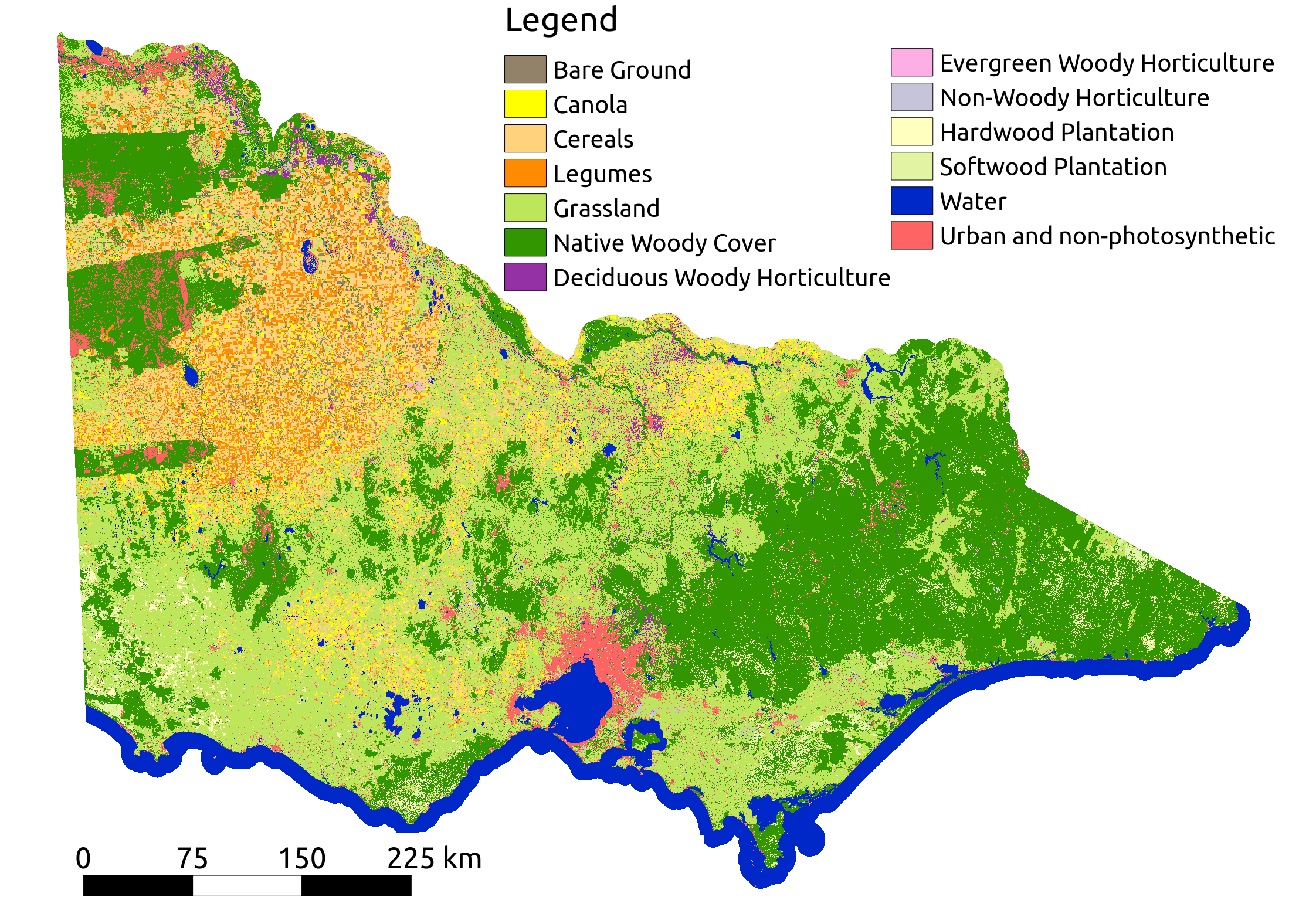 Land cover map of Victoria, Australia