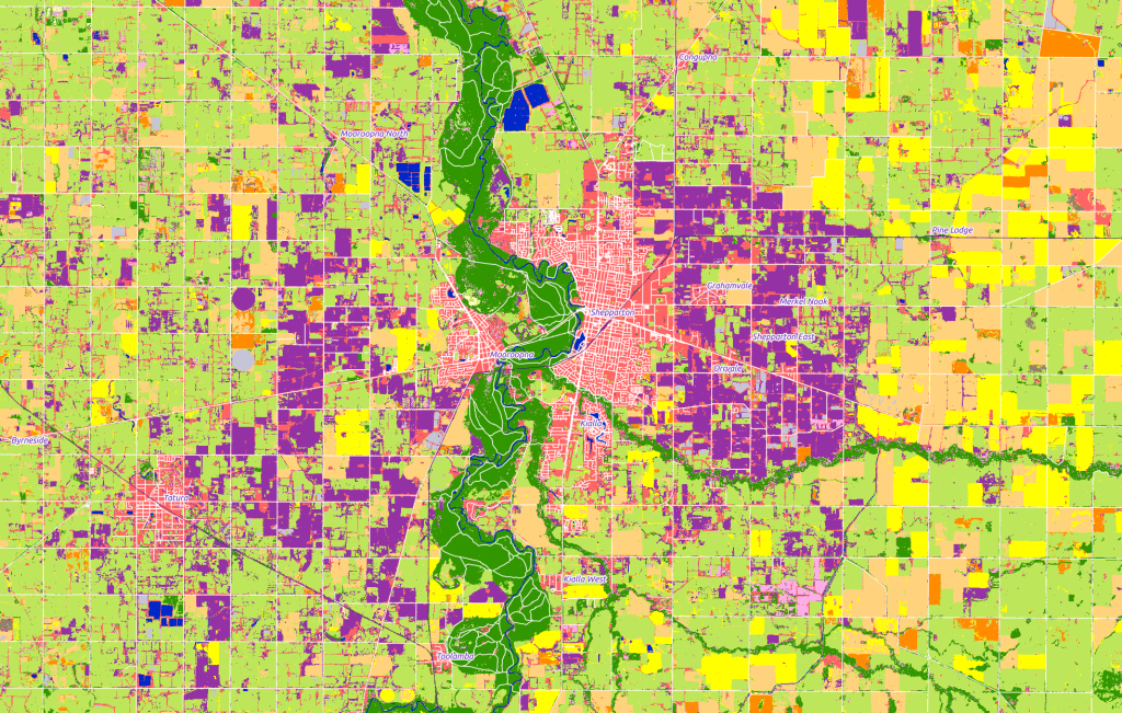 Land-cover map around Shepparton