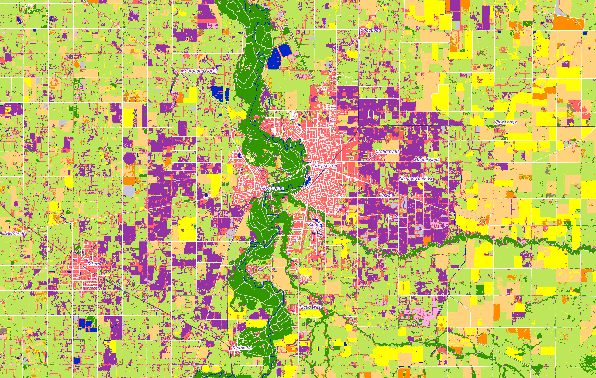 Land-cover map around Shepparton