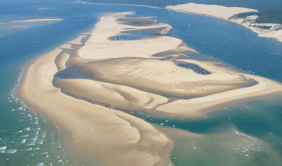 Le banc d'Arguin et la dune du Pilat vus d'avion