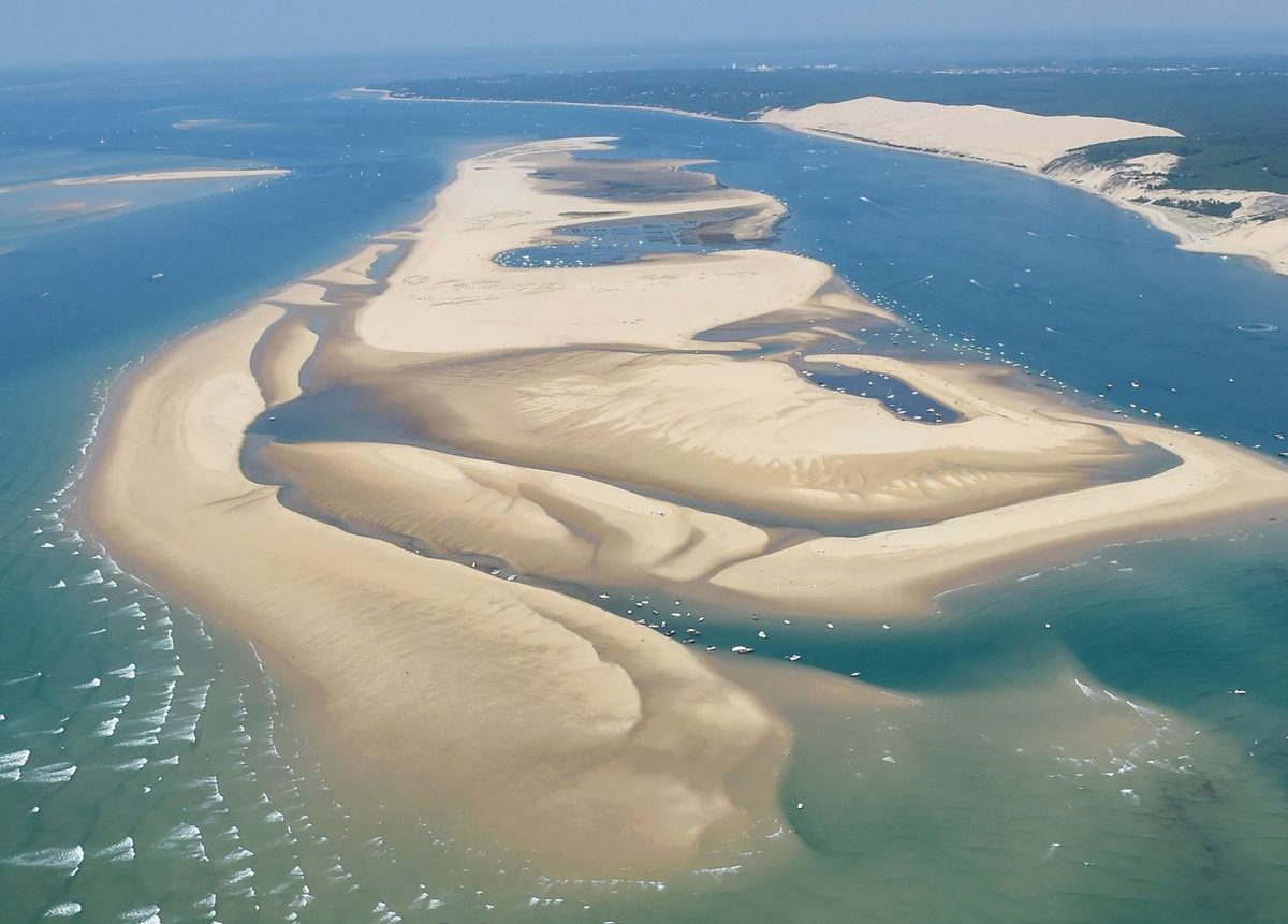 Le banc d'Arguin et la dune du Pilat vus d'avion